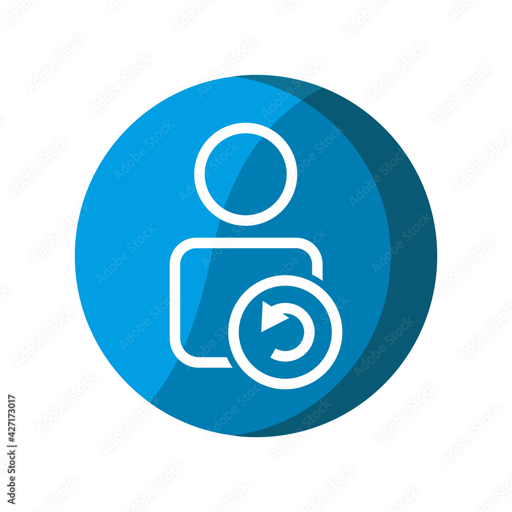 Poster user with refresh icon. simple illustration mobile concept, web design, application, ui. design temp