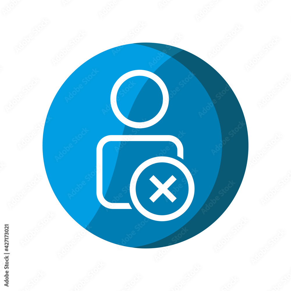 Poster user with delete icon. simple illustration mobile concept, web design, application, ui. design templ