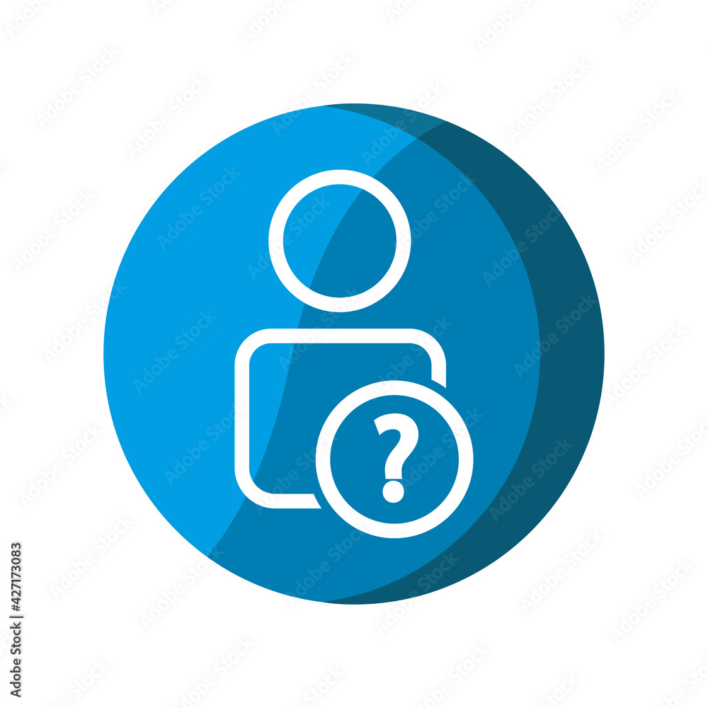Poster user with question mark icon. simple illustration mobile concept, web design, application, ui. desig