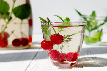 Fresh cool drink of ripe juicy cherry berries