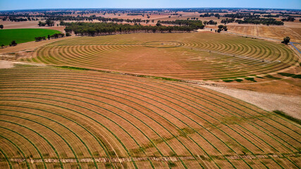 Fototapeta na wymiar Aerial View of Centre Pivot Irrigated Paddocks