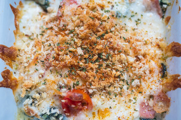 Bake spinach with cheese.