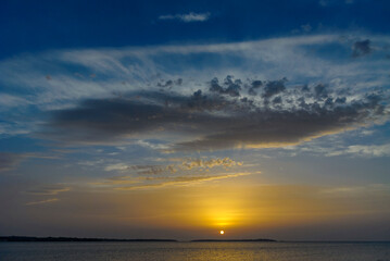 Naklejka na ściany i meble Sunset on the sea, Fažana, Croatia