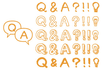 質問と回答　Q&A　お問い合わせ　手描き装飾セット - obrazy, fototapety, plakaty