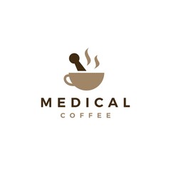 medical coffee mortar pestle cup drink logo vector icon illustration