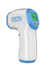 digital non-contact infrared thermometer on white background. Isolated 3D illustration