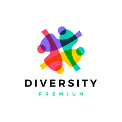 diversity people family together human unity chat bubble logo vector icon illustration