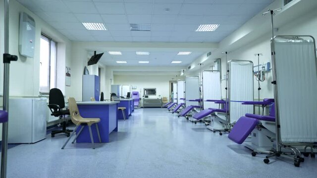 An empty emergency room. cancer treatment chemotherapy room, armchair 