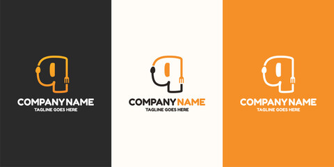 Initial letter Q food Logo Design Template. Illustration vector graphic. Design concept fork and spoon With letter symbol. Perfect for  cafe, restaurant, cooking business