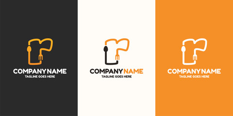 Initial letter R food Logo Design Template. Illustration vector graphic. Design concept fork and spoon With letter symbol. Perfect for  cafe, restaurant, cooking business
