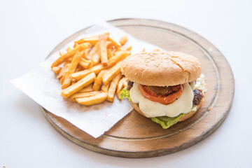 delicious hamburgers and chips