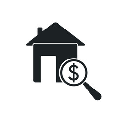 Home appraisal icon. Real estate clipart isolated on white background