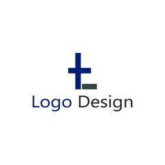 Abstract blue and dark gray T letter logo