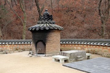 Scenery of Jingwansa Temple in Eunpyeong-gu. in Seoul, South Korea. Feb. 9, 2021