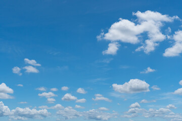 Naklejka na ściany i meble Copy space minimal concept of summer blue sky and white cloud abstract background.
