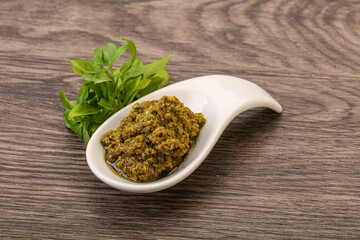 Green sauce pesto with basil