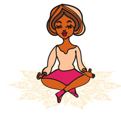 Fototapeta na wymiar female figure with mandala in background