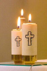 Easter candle welcomes the light of the holy spirit