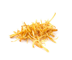 finger root or Chinese's Ginger sliced isolated on the white background