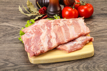 Raw pork ribs for cooking