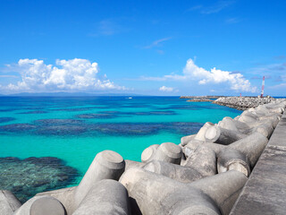 beach and sea with tetrapods 