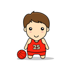 Kawaii illustration basketball kid vector graphics
