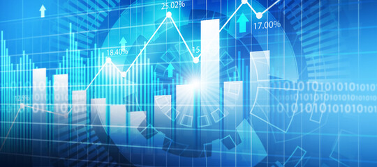 Stock market data graph. Stock exchange trading. 3d illustration.