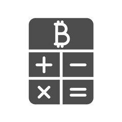 bitcoin calculator silhouette vector icon isolated on white. bitcoin calculator icon for web, mobile apps, ui design and print