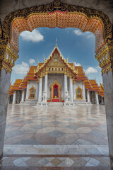 Marble temple entrance in Bangkok, Thailand
