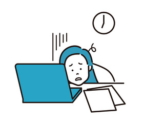 人物　残業　疲労　ビジネス