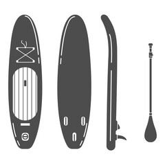 Vector SUP Board and Paddle Icons Set