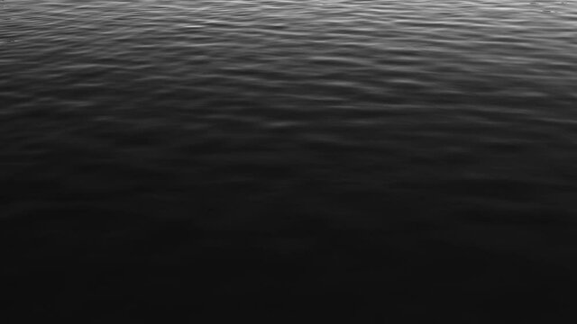 light ripples on the water, in black and white .