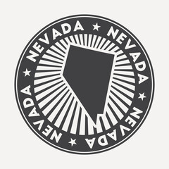 Nevada round logo. Vintage travel badge with the circular name and map of us state, vector illustration. Can be used as insignia, logotype, label, sticker or badge of the Nevada.