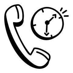 
Download this premium doodle style icon of call time 

