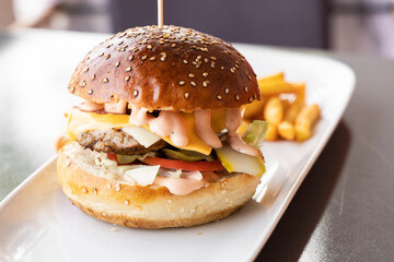 a fresh and tasty hamburger