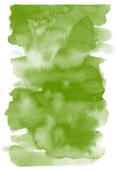 Set watercolor green blobs, isolated on white background. Watercolor background for textures. Abstract watercolor background
