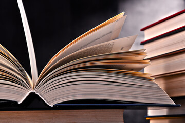 Composition with open book on the table