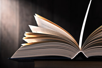 Composition with open book on the table