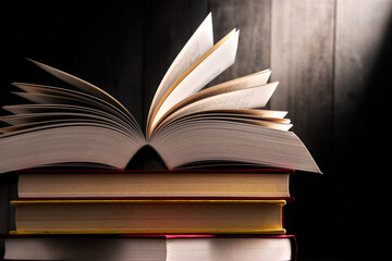 Composition with open book on the table