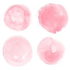 Color rose quartz, serenity watercolor blobs, isolated on white background. Shape design blank watercolor colored rounded shapes web buttons on white background.