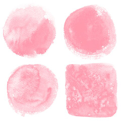 Color rose quartz, serenity watercolor blobs, isolated on white background. Shape design blank watercolor colored rounded shapes web buttons on white background.