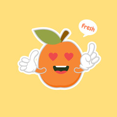 cute and kawaii apricot fruit cartoon character flat design vector illustration.