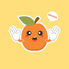 cute and kawaii apricot fruit cartoon character flat design vector illustration.