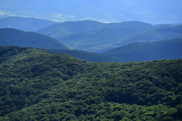 Scenic or dramatic view of Transcarpathia mountain or hills. Panorama of countryside. Wonderful springtime landscape.