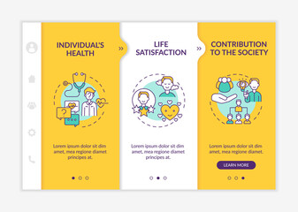 Positive adult development benefits onboarding vector template. Responsive mobile website with icons. Web page walkthrough 3 step screens. Success color concept with linear illustrations