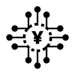 Digital Yen sign icon vector currency symbol for digital transactions for asset and wallet in a flat color glyph pictogram illustration