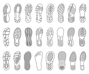 Footprint shoe vector outline set icon. Vector illustration sole on white background. Isolated outline set icon footprint shoe.
