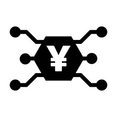 Digital Yen and Yuan coin icon vector currency symbol for digital transactions for asset and wallet in a flat color glyph pictogram illustration