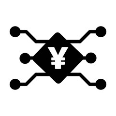 Digital Yen and Yuan sign icon vector currency symbol for digital transactions for asset and wallet in a flat color glyph pictogram illustration
