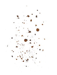 Ground Allspice, crushed pimento spice, Jamaican pepper pile isolated on white background. Pimento...